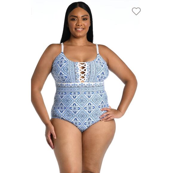 NWT La‎ Blanca One Piece Swimsuit 22W Tummy Control Modest Cruise Strappy Back - Picture 1 of 12